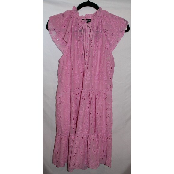 GENERATION LOVE Mirabelle Candy Pink Embroidered Tiered Mini Dress NWT XS - Picture 1 of 4